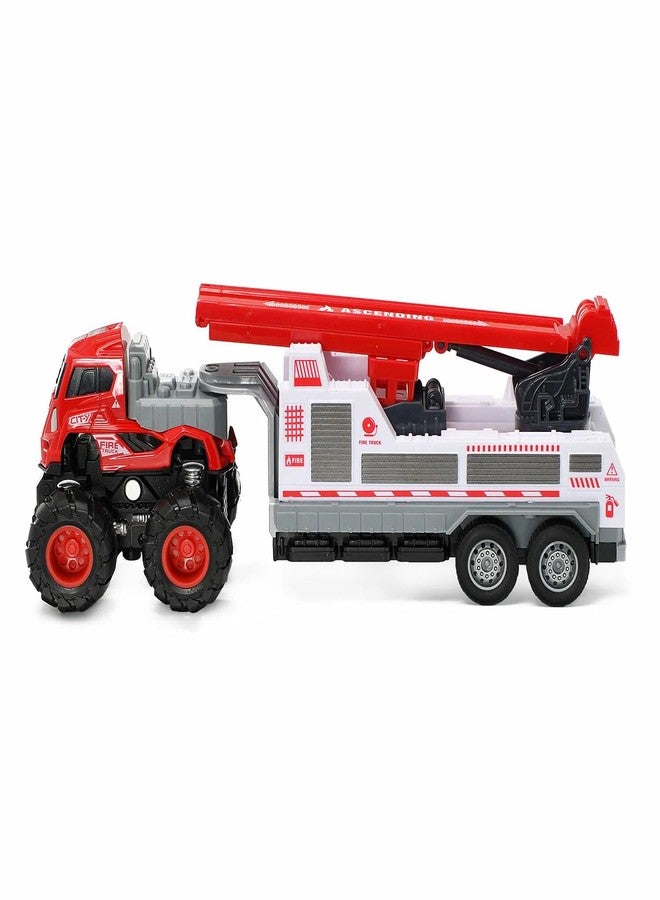 PROBABE 1:43 4WD Diecast Alloy Fire Fighting Engineering Truck Toys with Friction Powered Miniature Car Vehicle Toy for Kids (Sent Any One Color Truck) - Image 3